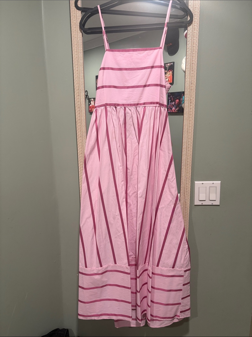 Girls' Pink Striped Spaghetti-Strap Dress